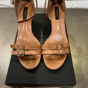 Camel Strapped Leather Sandals 👡 3 inch heels